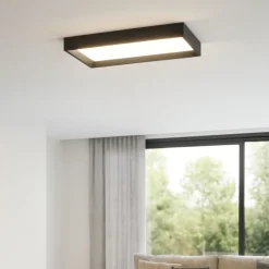 Plafoniere Moderne-Linea Light Plafoniera led 3000k nera rettangolare tara
