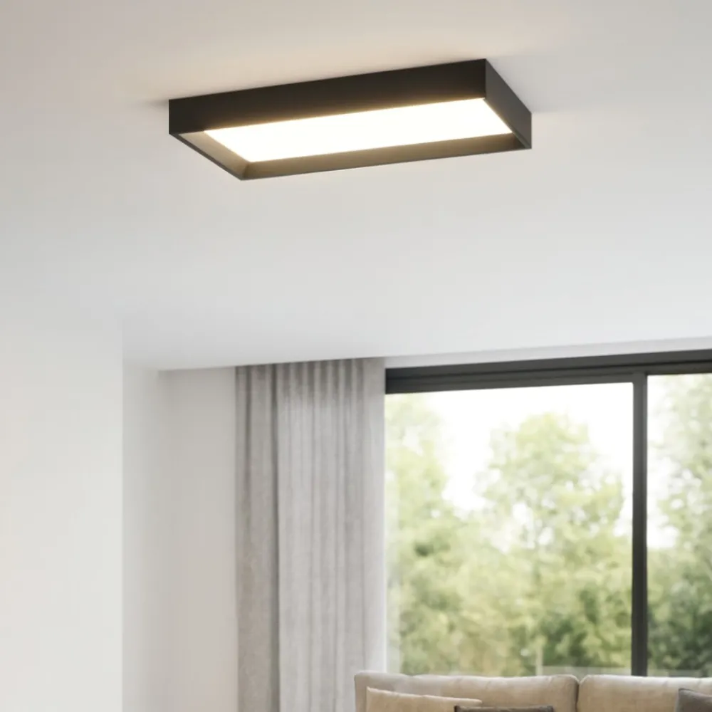 Plafoniere Moderne-Linea Light Plafoniera led 3000k nera rettangolare tara
