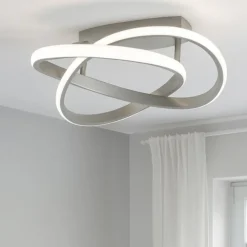Plafoniere Moderne-Selezionato da Mazzolaluce Plafoniera led 4000k nickel opaco per soggiorno dimmerabile