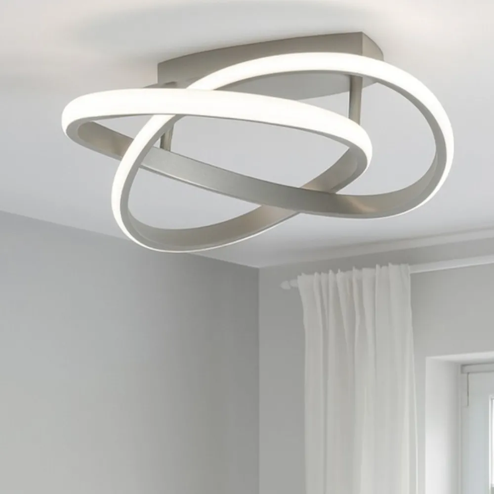 Plafoniere Moderne-Selezionato da Mazzolaluce Plafoniera led 4000k nickel opaco per soggiorno dimmerabile