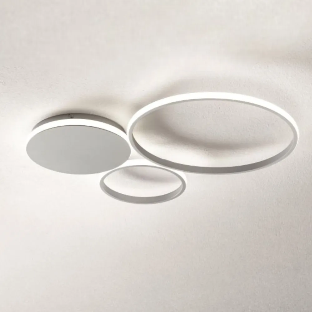Plafoniere Moderne-Ondaluce Plafoniera led 3000k pl pois silver pc design
