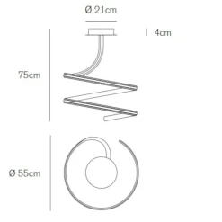 Plafoniere Moderne-Vivida International Plafoniera led 3000k originale dimmerabile vivida ribbon