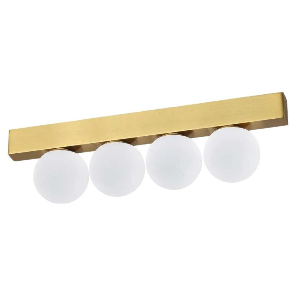 Plafoniere Moderne-Ideal Lux Plafoniera led 3000k ping pong pl4 ottone 4 sfere