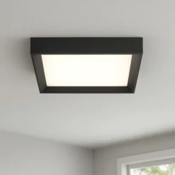 Plafoniere Moderne-Linea Light Plafoniera led 3000k quadrata nera ip40 tara