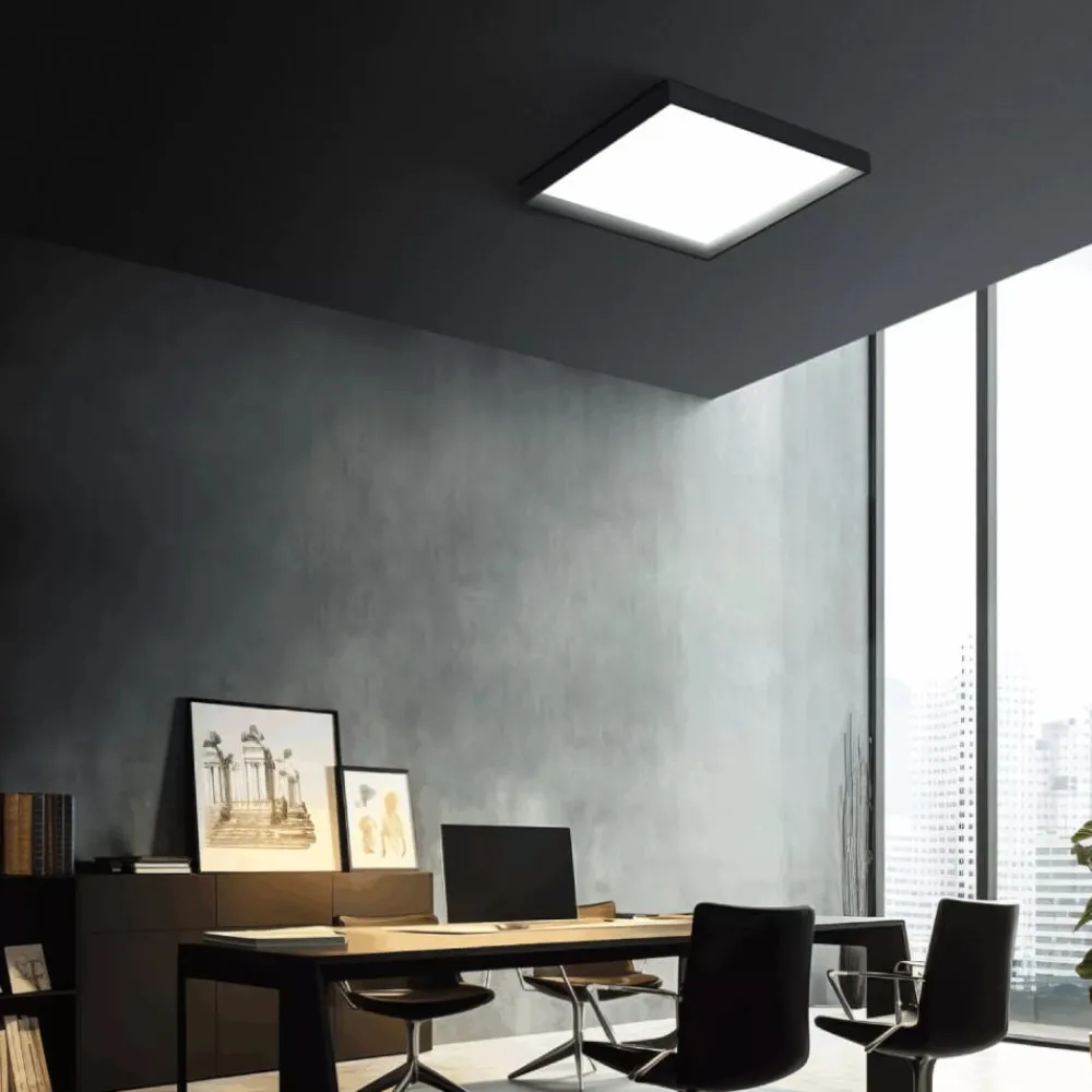Plafoniere Moderne-Linea Light Plafoniera led 3000k quadrata nera ip40 tara