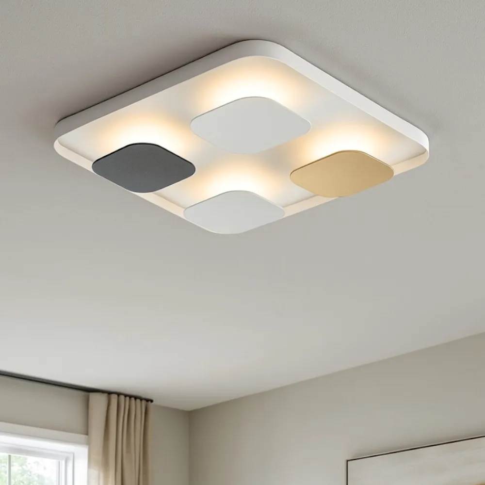 Plafoniere Moderne-Selezionato da Mazzolaluce Plafoniera led 4000k quadrata oro nero bianco