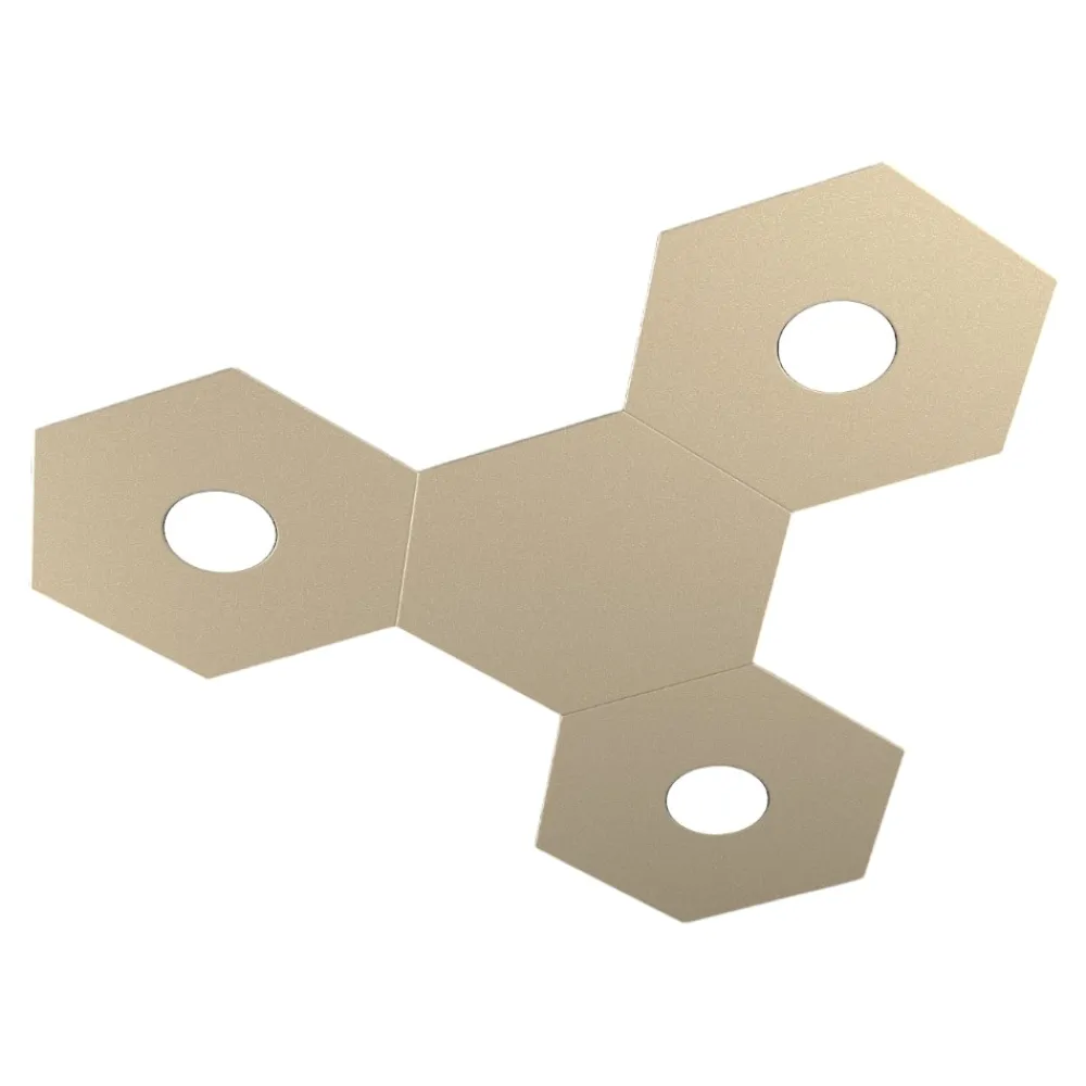 Plafoniere Moderne-Top Light Plafoniera led moderna componibile 3 luci + 1 piastra metallo sabbia