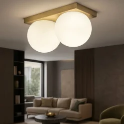 Plafoniere Moderne-Perenz Illuminazione Plafoniera led oro ottone brunito sfere di vetro dot perenz