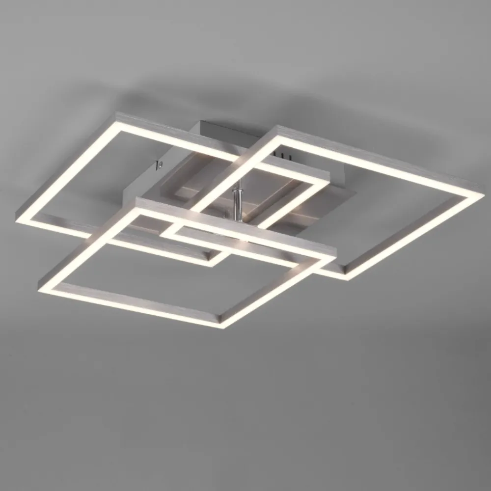 Plafoniere Moderne-Selezionato da Mazzolaluce Plafoniera led quadrati moderna nickel dimmerabile con telecomando