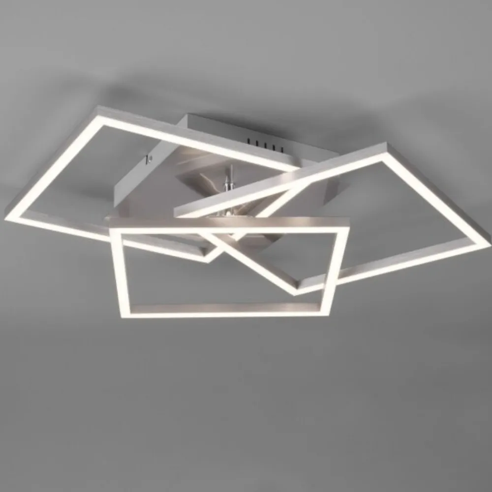 Plafoniere Moderne-Selezionato da Mazzolaluce Plafoniera led quadrati moderna nickel dimmerabile con telecomando