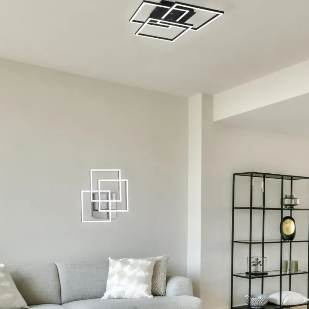Plafoniere Moderne-Selezionato da Mazzolaluce Plafoniera led quadrati moderna nickel dimmerabile con telecomando