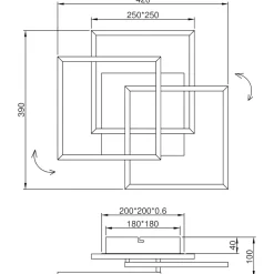 Plafoniere Moderne-Selezionato da Mazzolaluce Plafoniera led quadrati moderna nickel dimmerabile con telecomando