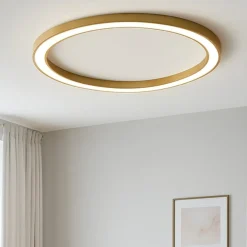 Plafoniere Moderne-Gea Luce Plafoniera led rotonda oro 80cm 60w 3000k