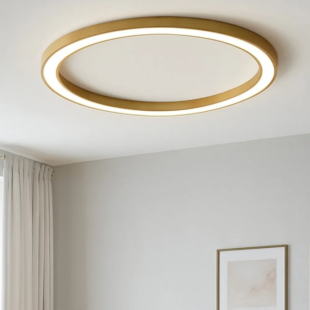 Plafoniere Moderne-Gea Luce Plafoniera led rotonda oro 80cm 60w 3000k