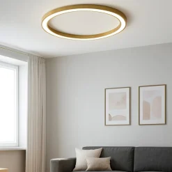 Plafoniere Moderne-Gea Luce Plafoniera led rotonda oro 80cm 60w 3000k
