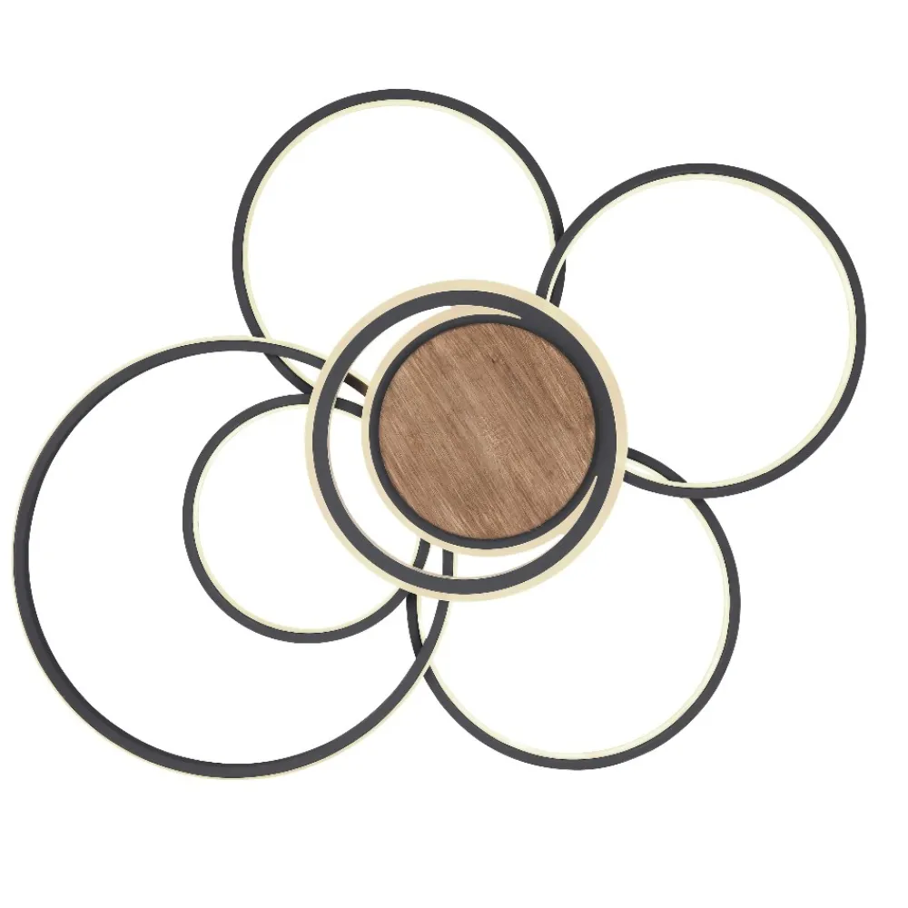 Plafoniere Moderne-Selezionato da Mazzolaluce Plafoniera led 60w antracite legno 2700k a 6000k con telecomando