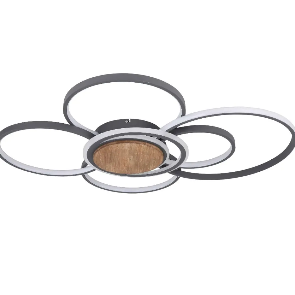 Plafoniere Moderne-Selezionato da Mazzolaluce Plafoniera led 60w antracite legno 2700k a 6000k con telecomando