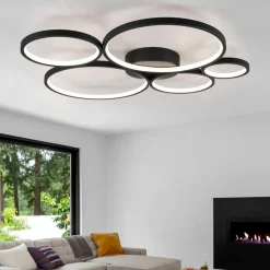 Plafoniere Moderne-Selezionato da Mazzolaluce Plafoniera led 49w cerchi nera 3000k dimmerabile