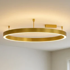 Plafoniere Moderne-Selezionato da Mazzolaluce Plafoniera led 60w cerchio oro 100cm 3000k dimmerabile