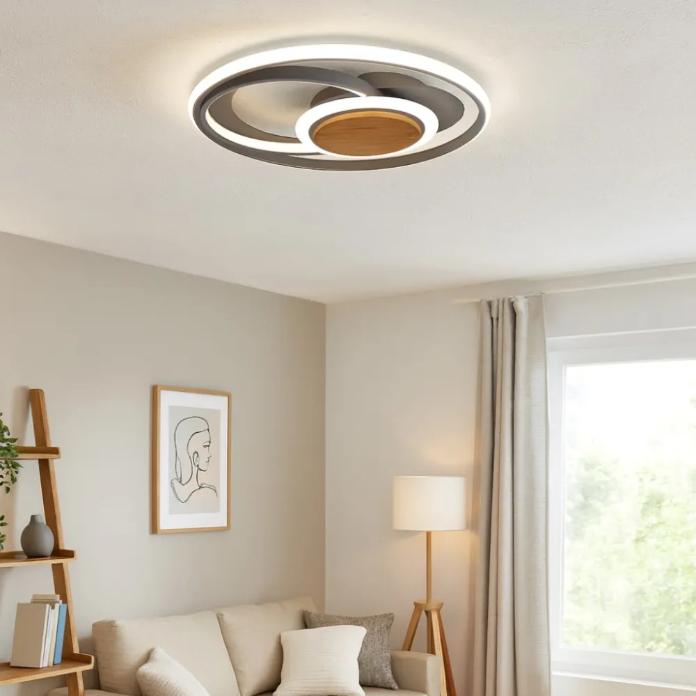Plafoniere Moderne-Selezionato da Mazzolaluce Plafoniera led 45w 3000k antracite in legno