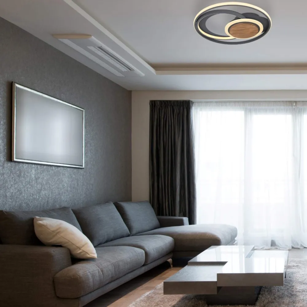 Plafoniere Moderne-Selezionato da Mazzolaluce Plafoniera led 45w 3000k antracite in legno