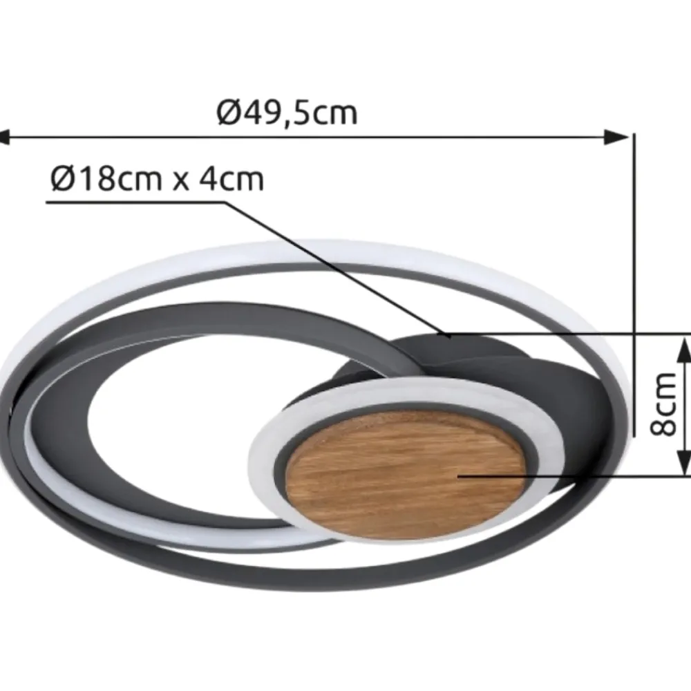 Plafoniere Moderne-Selezionato da Mazzolaluce Plafoniera led 45w 3000k antracite in legno