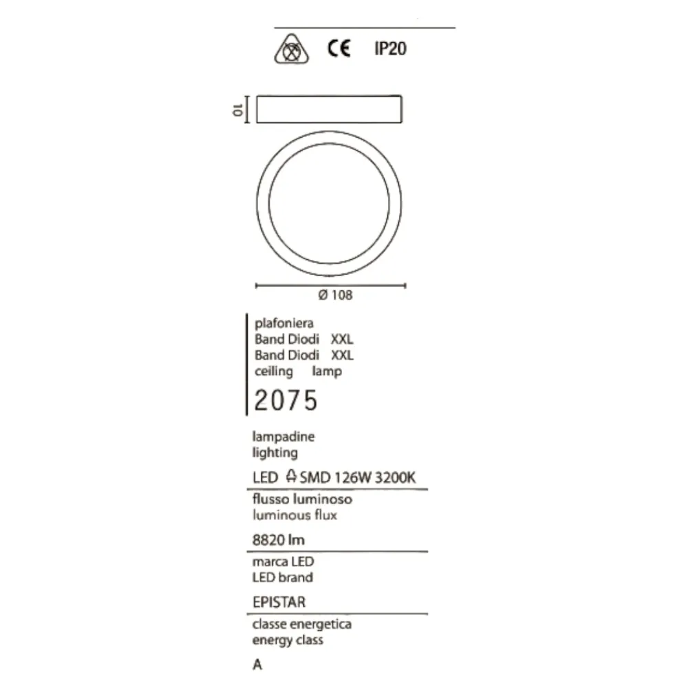 Plafoniere Moderne-Affralux Plafoniera led 136w 3200k bianca band diodi