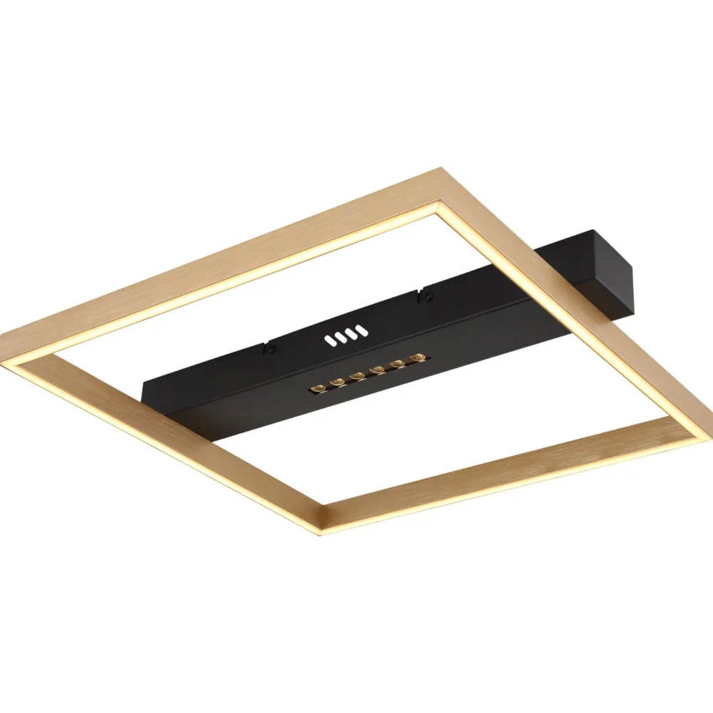 Plafoniere Moderne-Selezionato da Mazzolaluce Plafoniera led 24w 3000k design nero oro quadrata