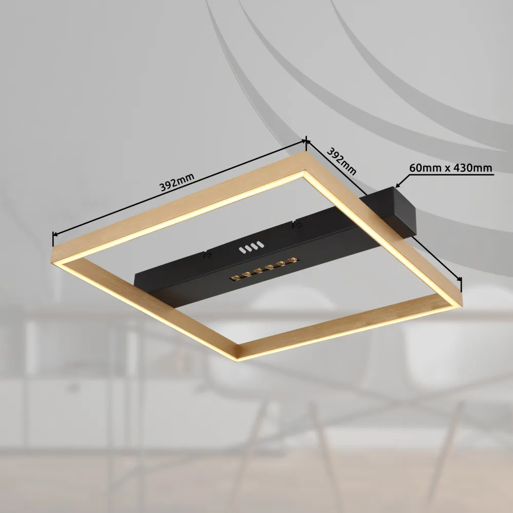 Plafoniere Moderne-Selezionato da Mazzolaluce Plafoniera led 24w 3000k design nero oro quadrata