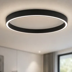 Plafoniere Moderne-Selezionato da Mazzolaluce Plafoniera led 60w 3000k dimmerabile nero anello 100 cm