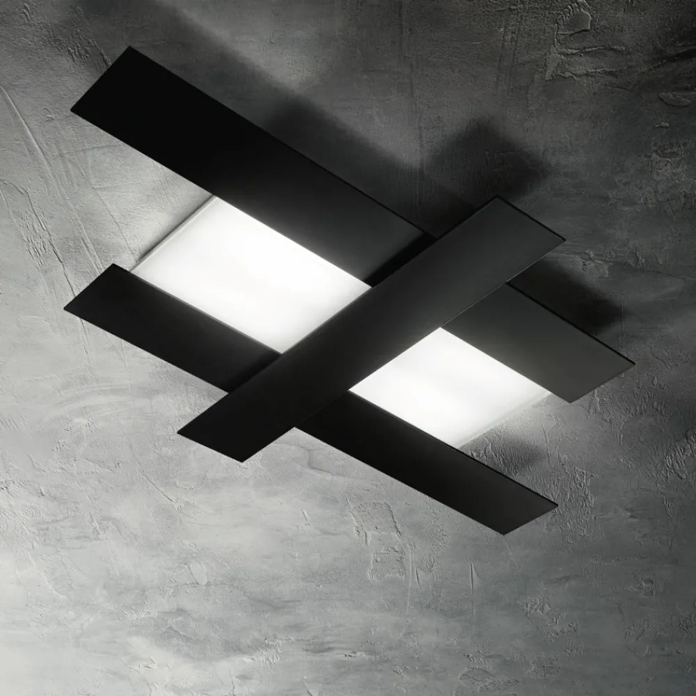Plafoniere Moderne-Gea Luce Plafoniera led 40w 3000k doha nera moderna