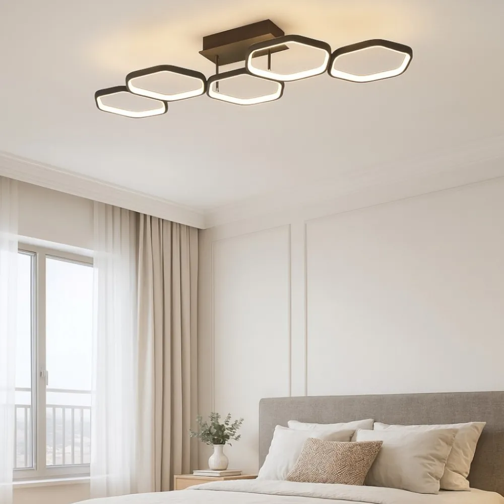 Plafoniere Moderne-Selezionato da Mazzolaluce Plafoniera led 24w 3000k esagoni antracite design moderna