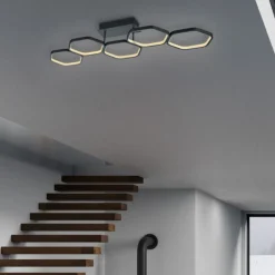 Plafoniere Moderne-Selezionato da Mazzolaluce Plafoniera led 24w 3000k esagoni antracite design moderna