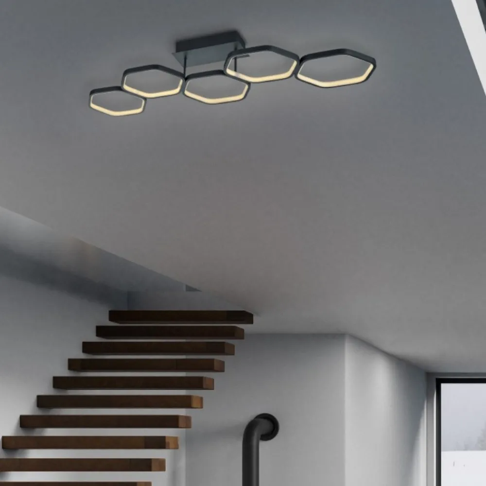 Plafoniere Moderne-Selezionato da Mazzolaluce Plafoniera led 24w 3000k esagoni antracite design moderna
