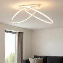 Plafoniere Moderne-Selezionato da Mazzolaluce Plafoniera led 42w kiki moderna 3000k dimmerabile cerchi bianca