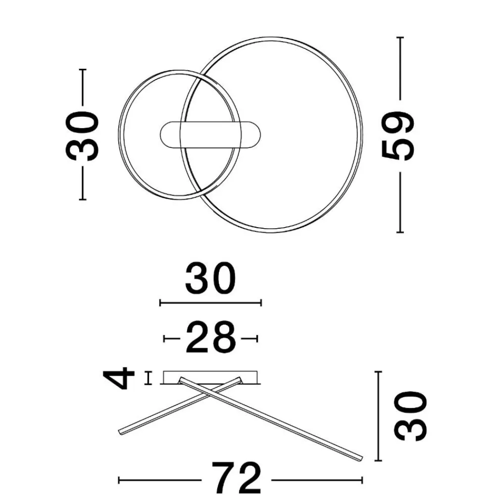 Plafoniere Moderne-Selezionato da Mazzolaluce Plafoniera led 42w kiki moderna 3000k dimmerabile cerchi bianca