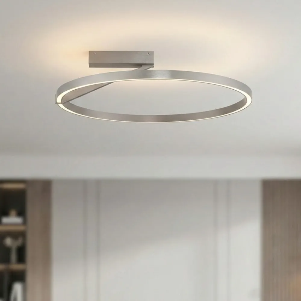 Plafoniere Moderne-Selezionato da Mazzolaluce Plafoniera led 44w 2700k 3000k 4000k cerchio grigio nichel biemissione