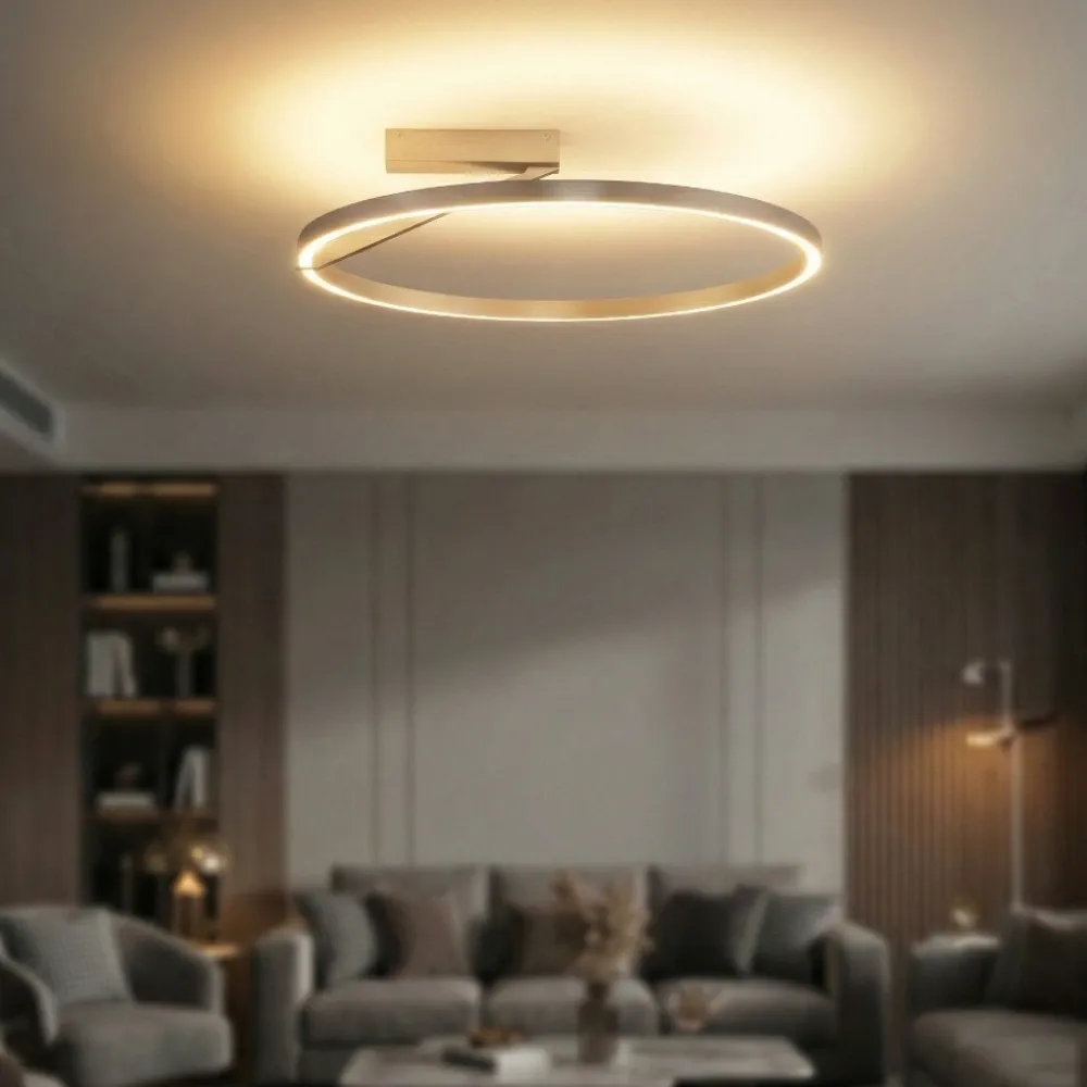 Plafoniere Moderne-Selezionato da Mazzolaluce Plafoniera led 44w 2700k 3000k 4000k cerchio grigio nichel biemissione