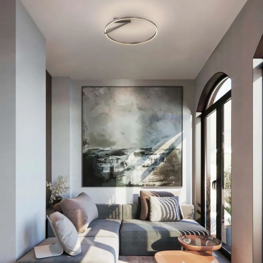 Plafoniere Moderne-Selezionato da Mazzolaluce Plafoniera led 44w 2700k 3000k 4000k cerchio grigio nichel biemissione