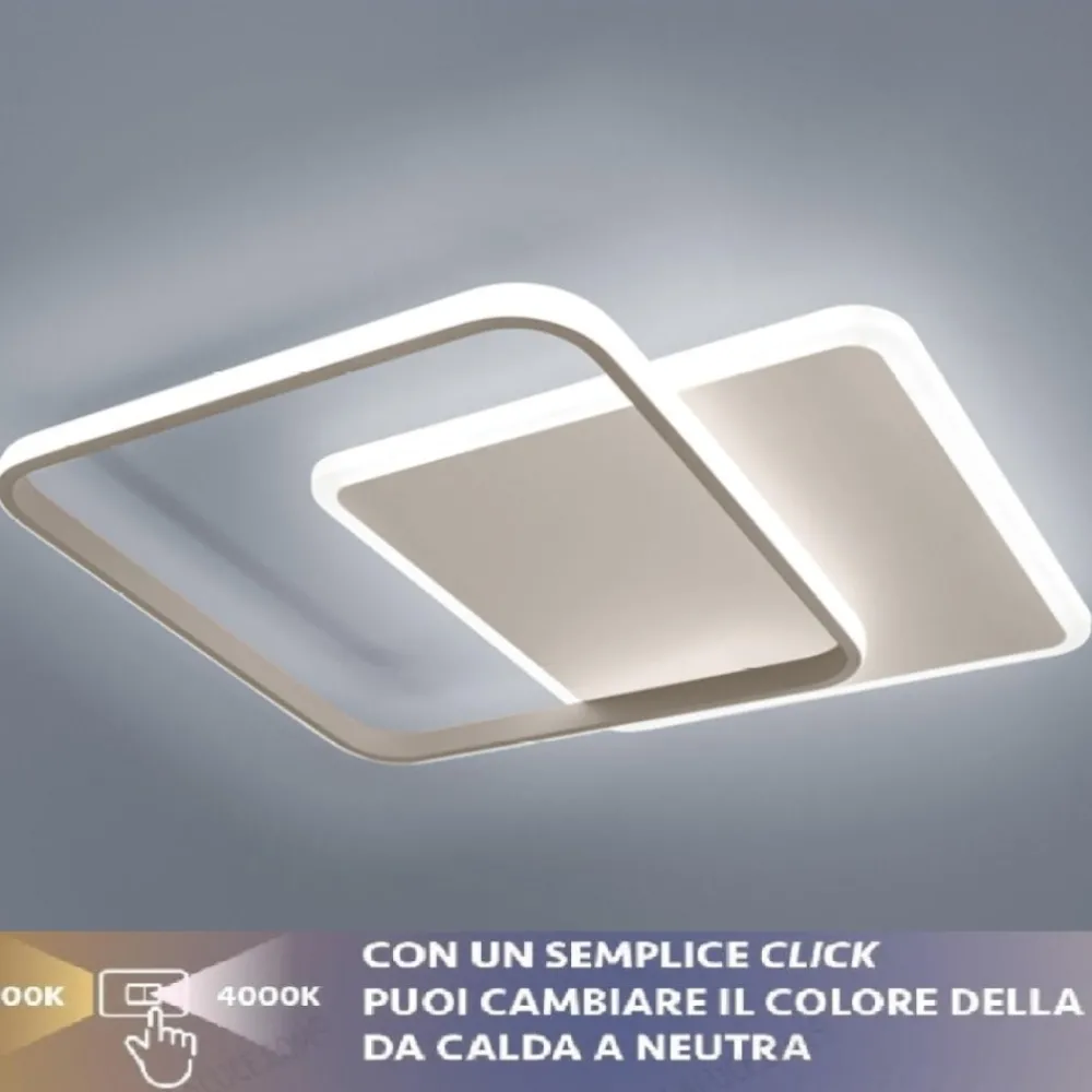 Plafoniere Moderne-Vivida International Plafoniera led 50w 3000k 4000k moderna quadrata sabbia vivida decline