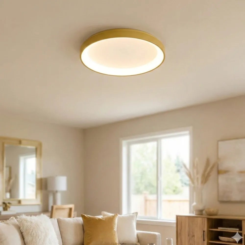 Plafoniere Moderne-Gea Luce Plafoniera led 30w 3000k krizia p-p oro tonda moderna