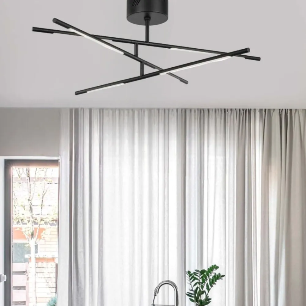 Plafoniere Moderne-Selezionato da Mazzolaluce Plafoniera led 30w 3000k nera per soggiorno