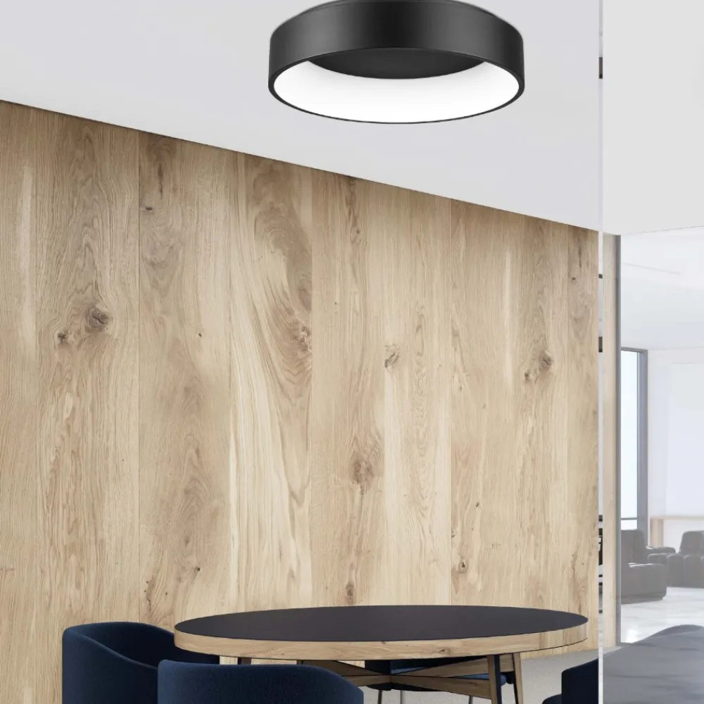 Plafoniere Moderne-Selezionato da Mazzolaluce Plafoniera led 42w 3000k nera rotonda