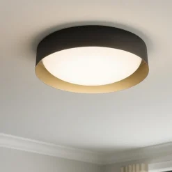 Plafoniere Moderne-Linea Light Plafoniera led 17w 3000k nero oro crew 2