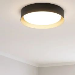 Plafoniere Moderne-Linea Light Plafoniera led 22w 3000k nero oro crew 2