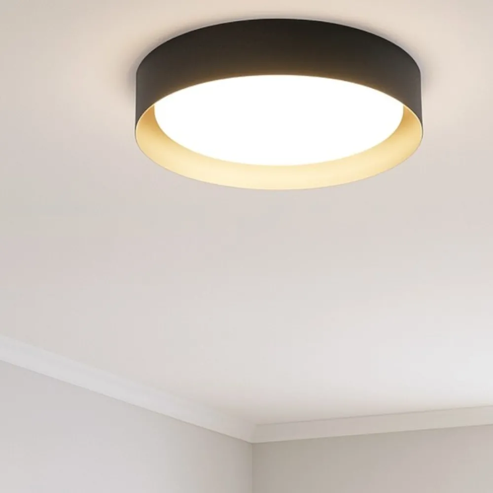 Plafoniere Moderne-Linea Light Plafoniera led 22w 3000k nero oro crew 2