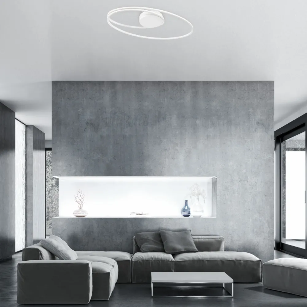Plafoniere Moderne-Selezionato da Mazzolaluce Plafoniera led 28w 3000k per soggiorno moderno bianca ovale