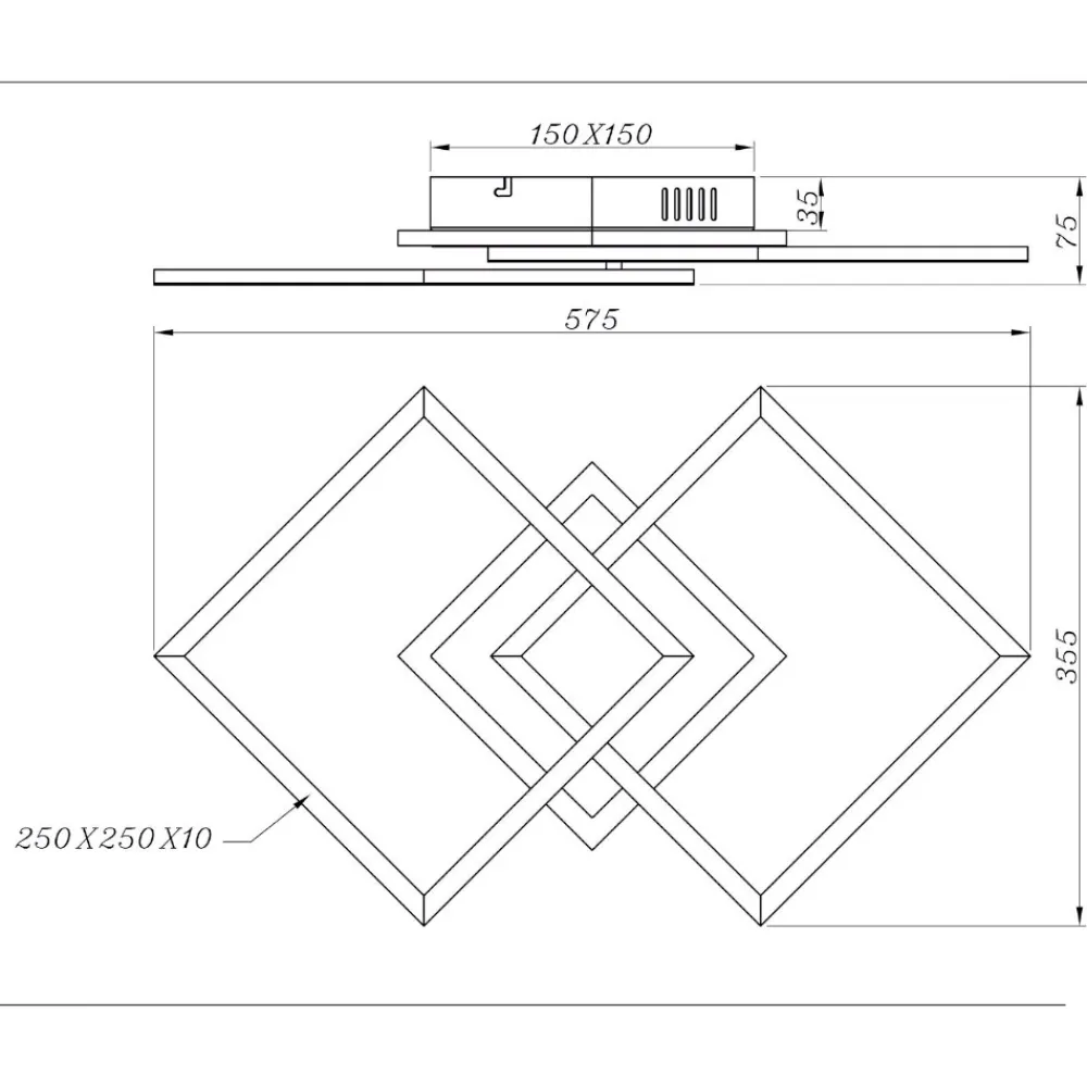 Plafoniere Moderne-Selezionato da Mazzolaluce Plafoniera led 25w 3000k quadrata nera dimmerabile moderna