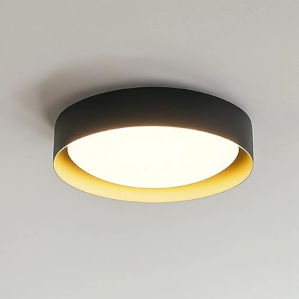 Plafoniere Moderne-Linea Light Plafoniera led 12w 3000k rotonda nero oro crew 2