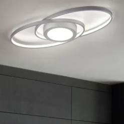 Plafoniere Moderne-Selezionato da Mazzolaluce Plafoniera led 27w 3000k titano dimmerabile ovale moderna